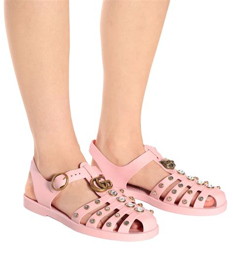 gucci jelly sandals pink|gucci transparent sandals.